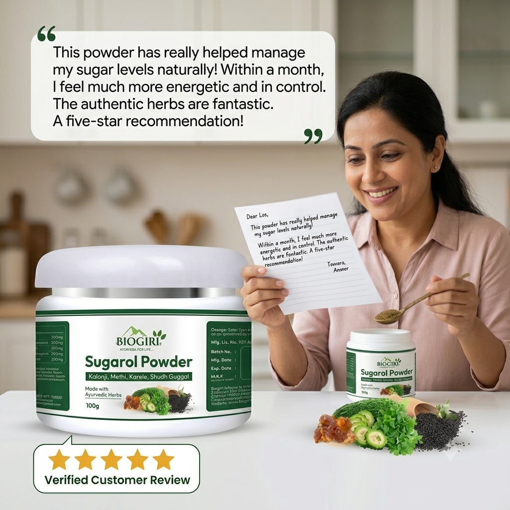 Biogiri Sugarol Powder – Ayurvedic Herbal Blend with Karela, Methi, Kalonji & Guggul for Healthy Blood Sugar, Metabolism & Digestive Support – 100g
