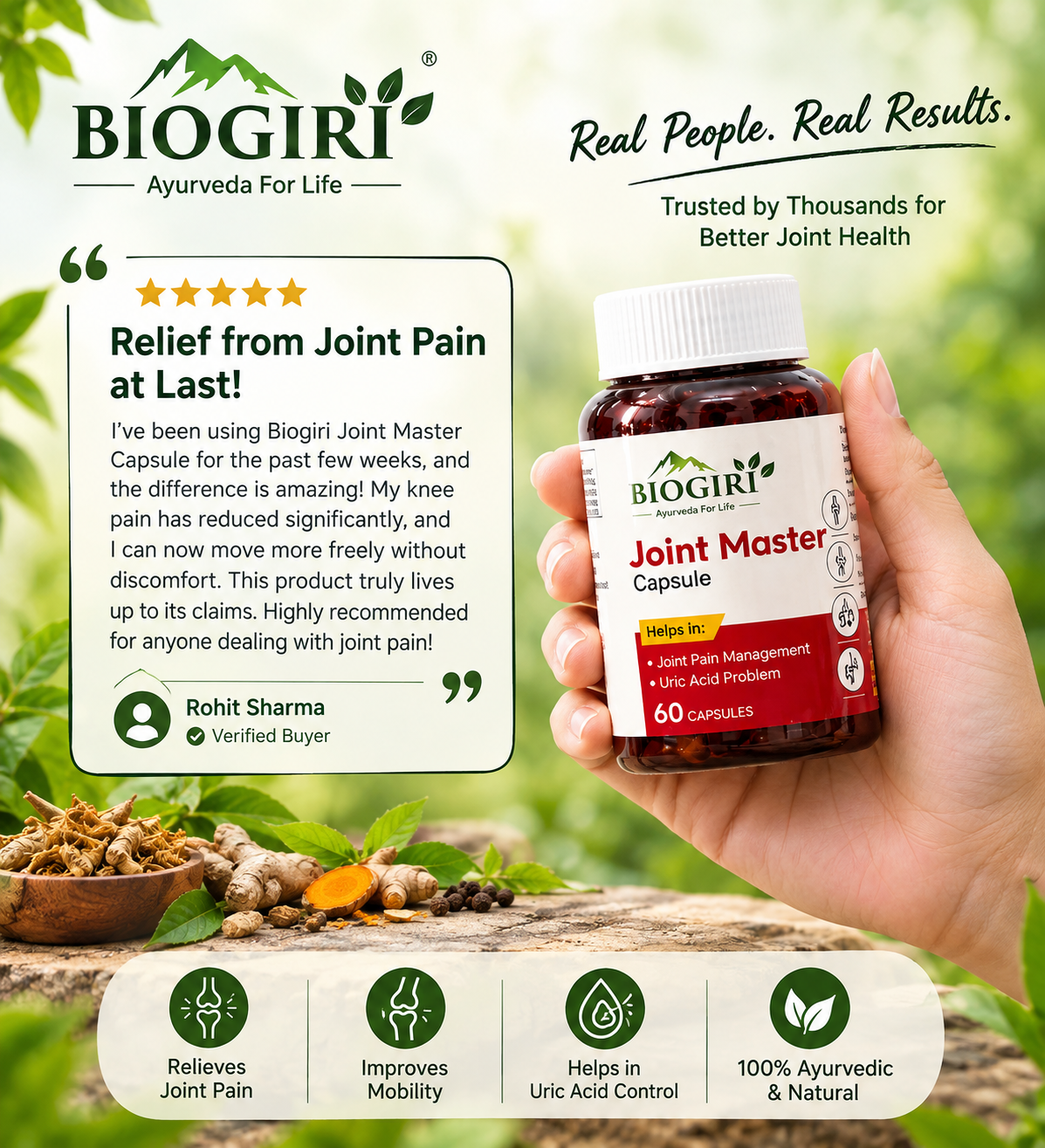 Biogiri Joint Master Capsules – Ayurvedic Joint Comfort, Mobility & Flexibility Support – 60 Capsules