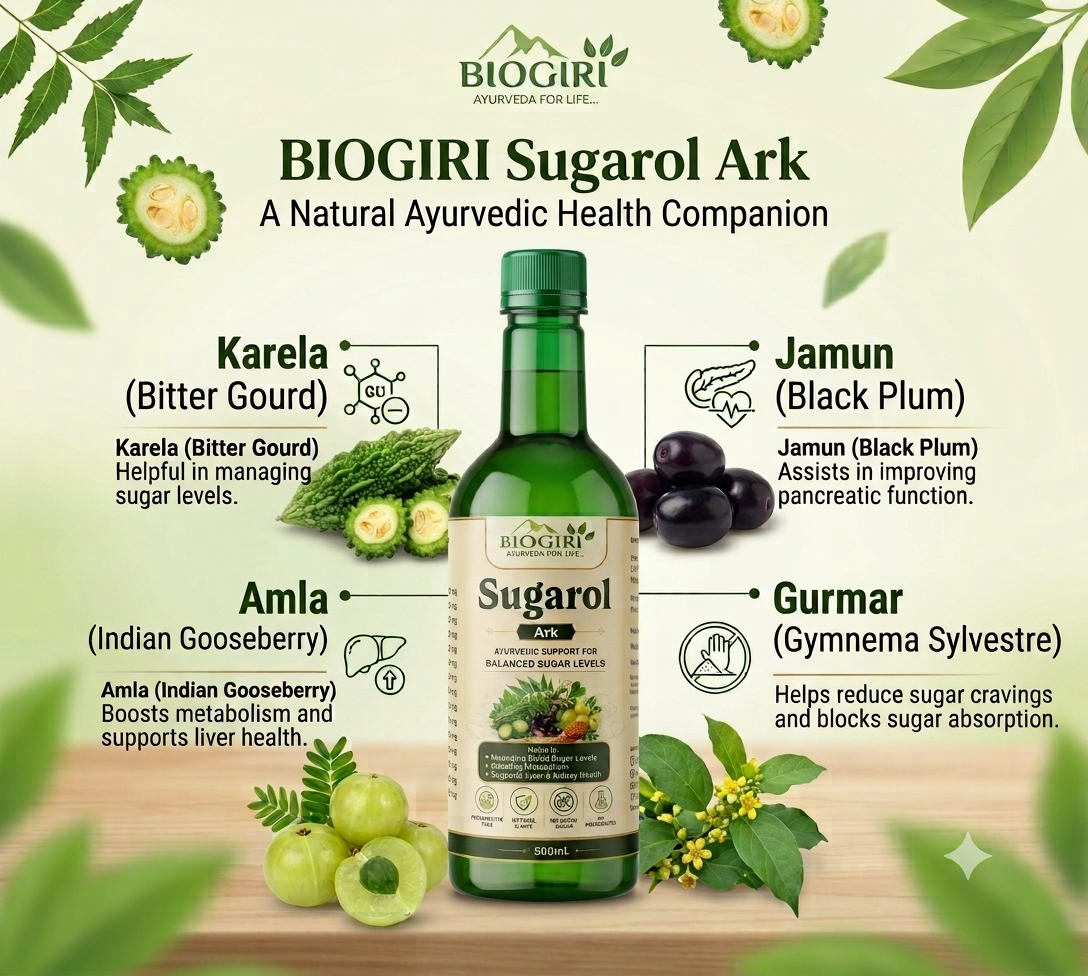 Biogiri Sugarol Ark | Ayurvedic Support for Balanced Sugar Levels | 500ml