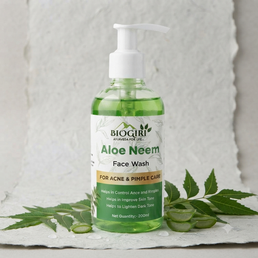 Biogiri Herbal Neem Aloe Face Wash – Ayurvedic Neem & Aloe Vera Face Cleanser for Oily & Acne-Prone Skin – 100ml