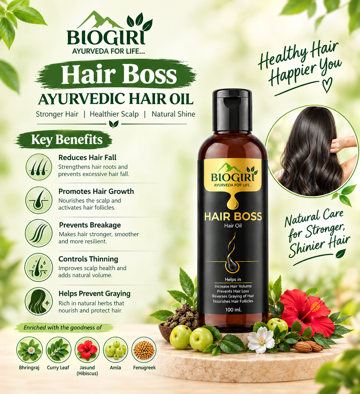 Biogiri Hair Boss | Helps Increase Hair Volume, Prevent Hair Loss & Nourish Hair Follicles | 100ml