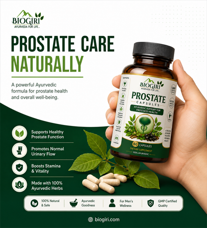 Biogiri Prostate Support Capsules – Ayurvedic Herbal Formula for Prostate & Urinary Health – 60 Capsules