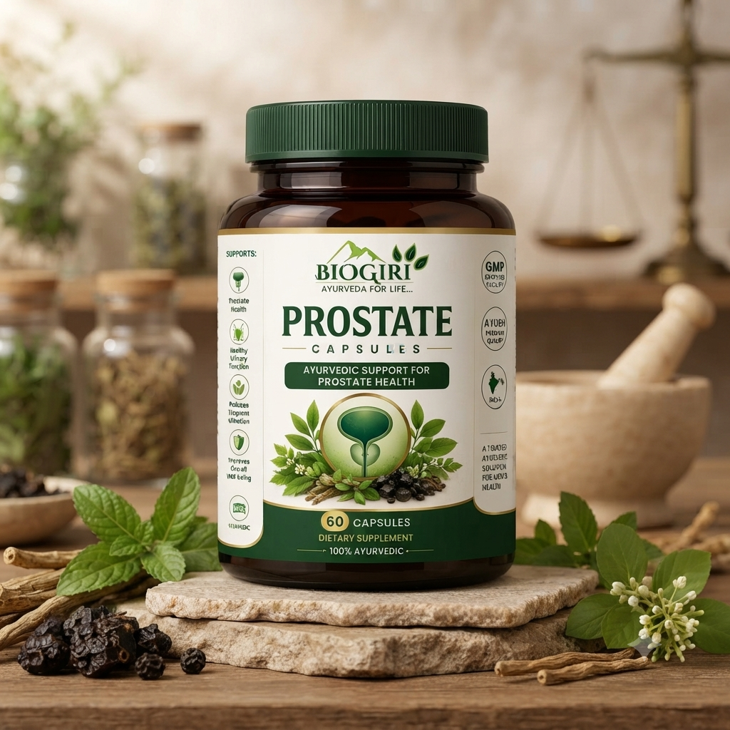 Biogiri Prostate Support Capsules – Ayurvedic Herbal Formula for Prostate & Urinary Health – 60 Capsules