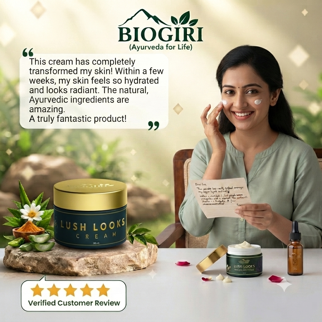 Biogiri Lush Looks Cream Powered by Kumkumadi Oil for Hyperpigmentation & Dark circles- Suitable for All Skin Types