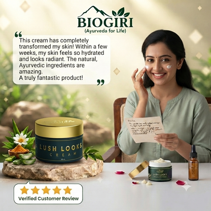 Biogiri Lush Looks Cream Powered by Kumkumadi Oil for Hyperpigmentation & Dark circles- Suitable for All Skin Types