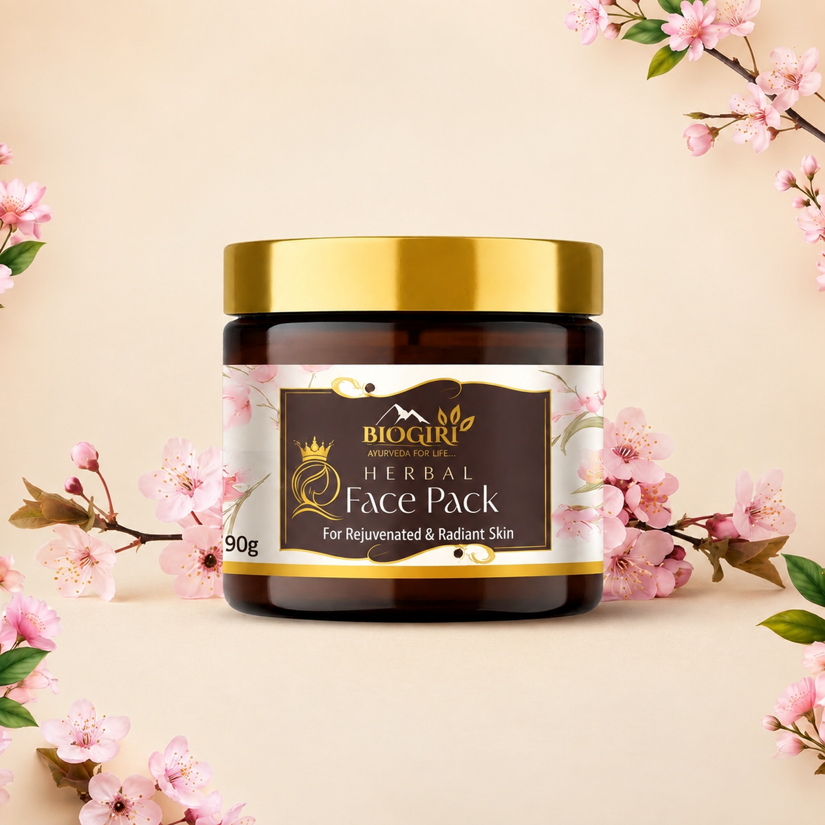 Biogiri Herbal Face Pack – Ayurvedic Neem, Multani Mitti & Lal Chandan Face Pack for Glowing, Clear & Even-Toned Skin – 100g