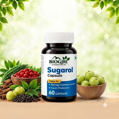 Biogiri Sugarol Capsules – Ayurvedic Karela, Methi & Kalonji Herbal Formula for Healthy Blood Sugar, Glucose & Metabolic Support – 60 Capsules