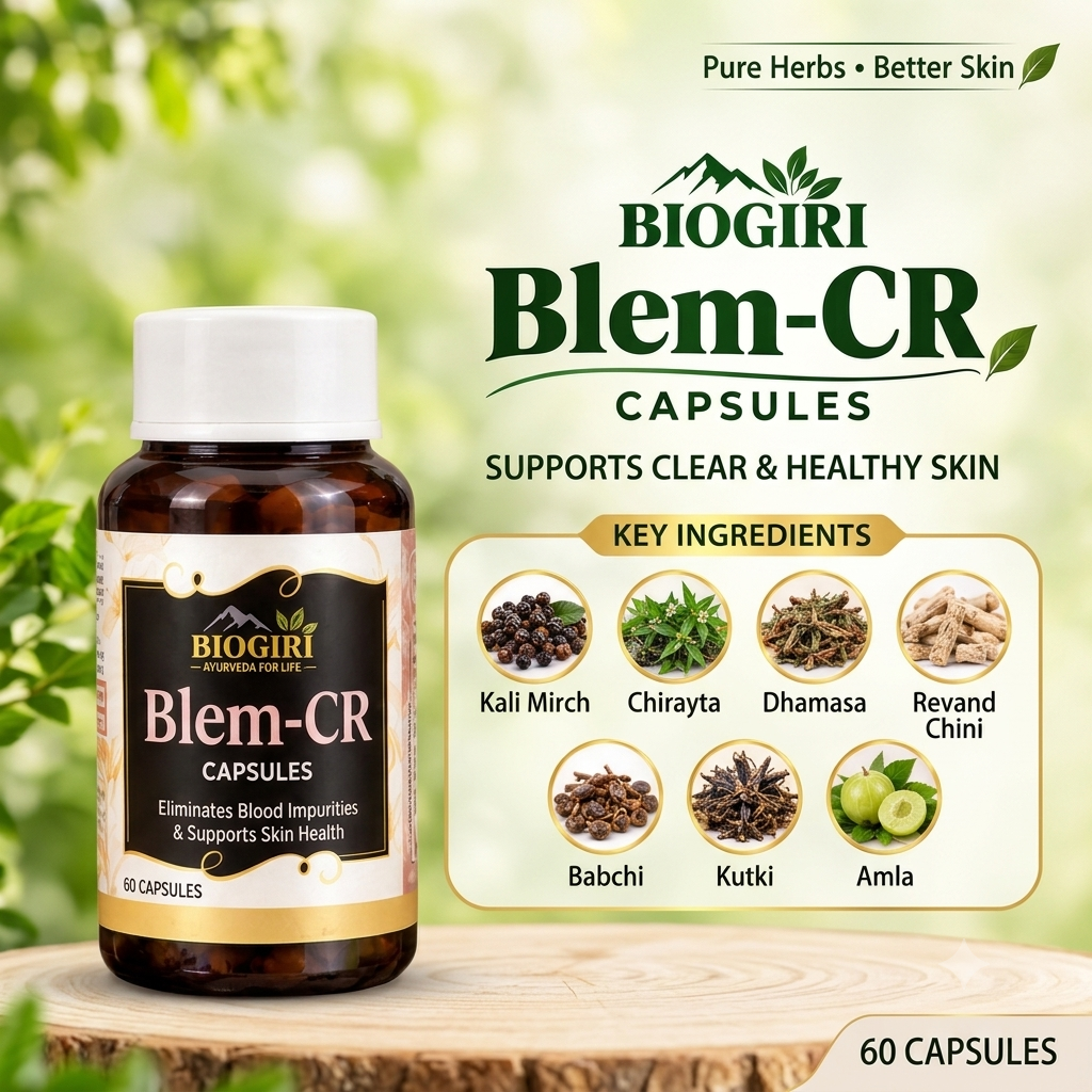 Biogiri Blem-CR Capsules – Ayurvedic Amla, Kutki & Babchi Herbal Formula for Skin Clarity, Pigmentation & Healthy-Looking Skin – 60 Capsules
