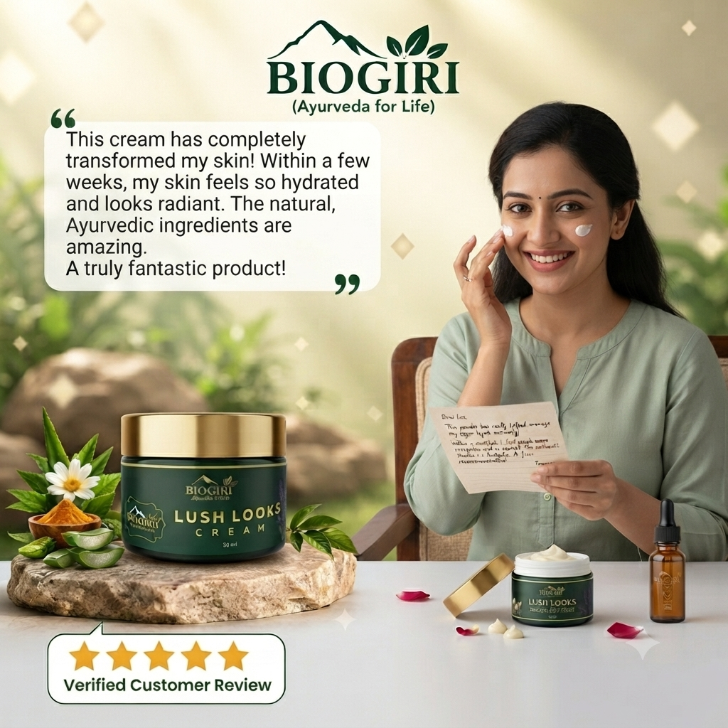 Biogiri Lush Looks Cream Powered by Kumkumadi Oil for Hyperpigmentation & Dark circles- Suitable for All Skin Types