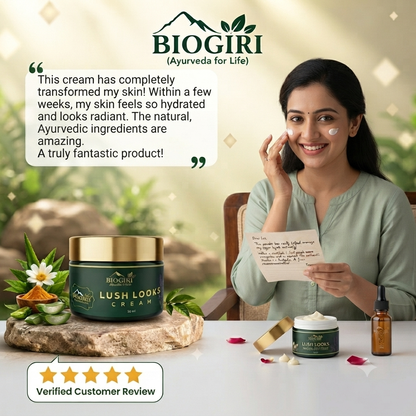 Biogiri Lush Looks Cream Powered by Kumkumadi Oil for Hyperpigmentation & Dark circles- Suitable for All Skin Types