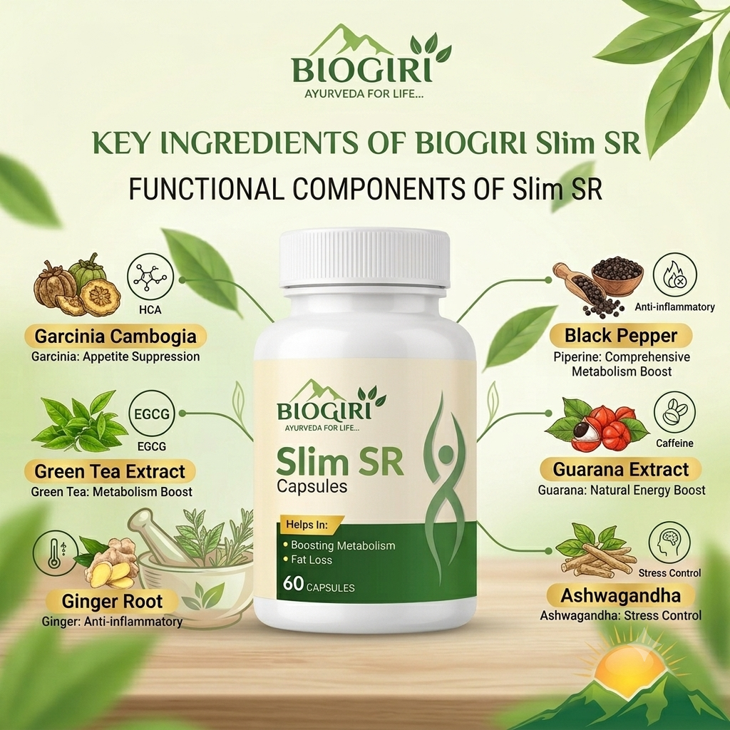 Biogiri Slim SR Capsules – Ayurvedic Herbal Weight Management, Metabolism & Digestive Support – 60 Capsules