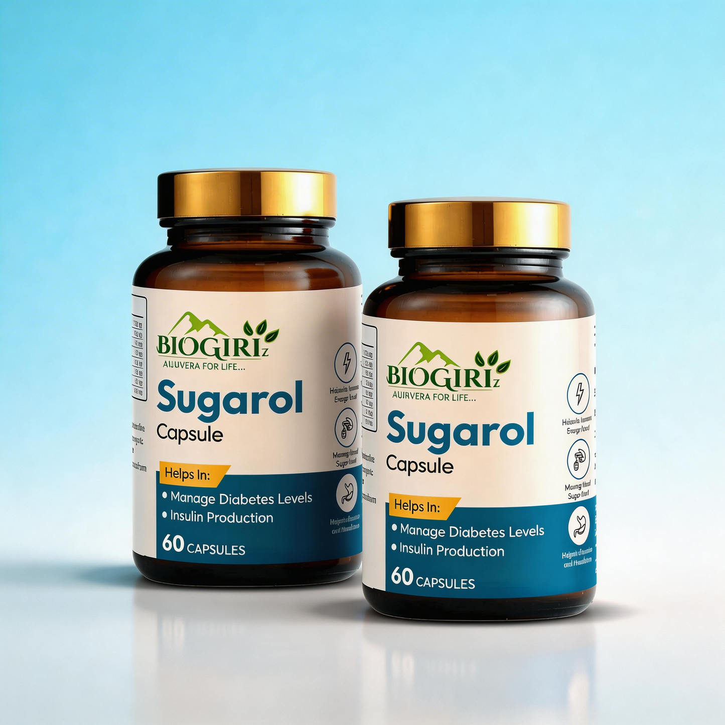 Biogiri Sugarol Capsules – Ayurvedic Karela, Methi & Kalonji Herbal Formula for Healthy Blood Sugar, Glucose & Metabolic Support – 60 Capsules