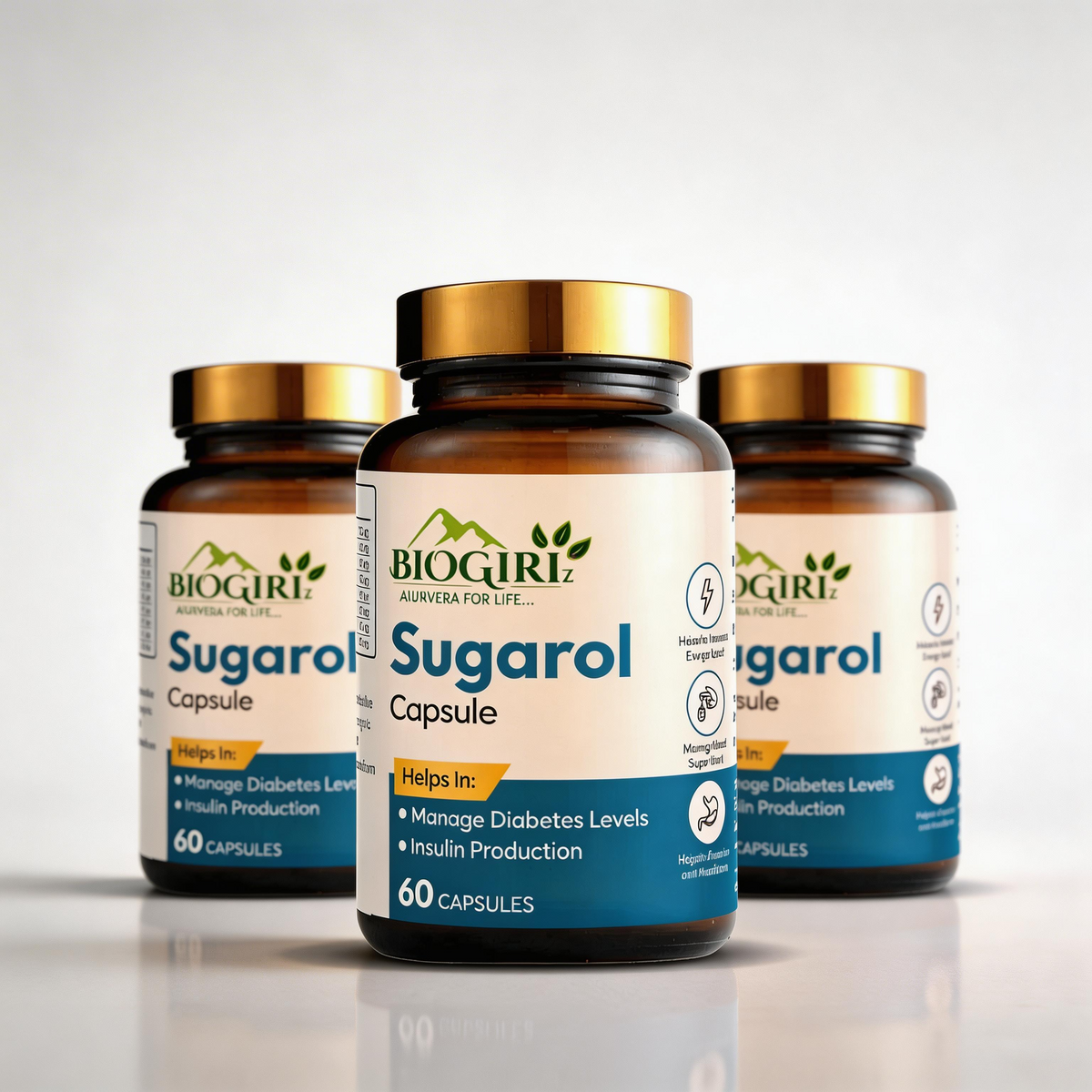 Biogiri Sugarol Capsules – Ayurvedic Karela, Methi & Kalonji Herbal Formula for Healthy Blood Sugar, Glucose & Metabolic Support – 60 Capsules