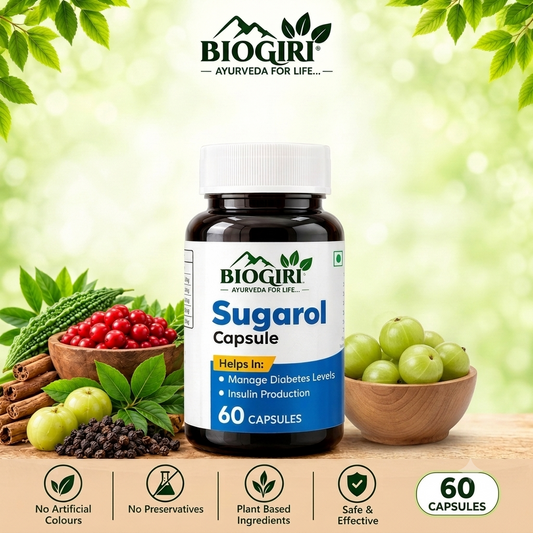 Biogiri Sugarol Capsules – Ayurvedic Karela, Methi & Kalonji Herbal Formula for Healthy Blood Sugar, Glucose & Metabolic Support – 60 Capsules